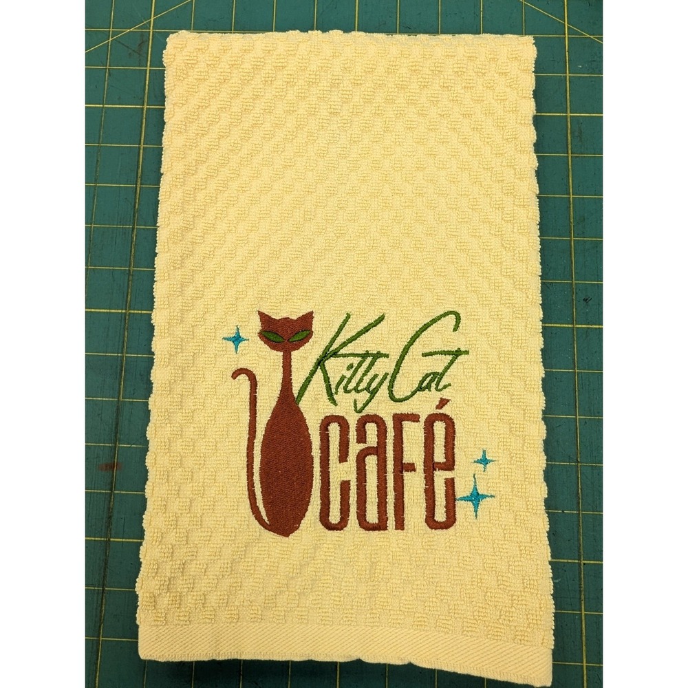 Kitty Cat Cafe Retro Mid Century Modern Atomic Kitchen Bath Bar Hand Towel